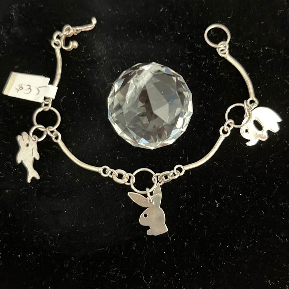 Unique 950 Sterling Silver Bracelet with Charms.